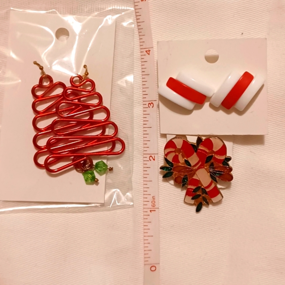 Christmas Earrings and Pin